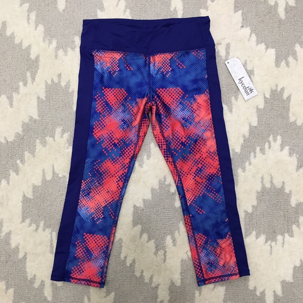Kyodan Navy Pink Digital Capri Yoga Leggings Pants